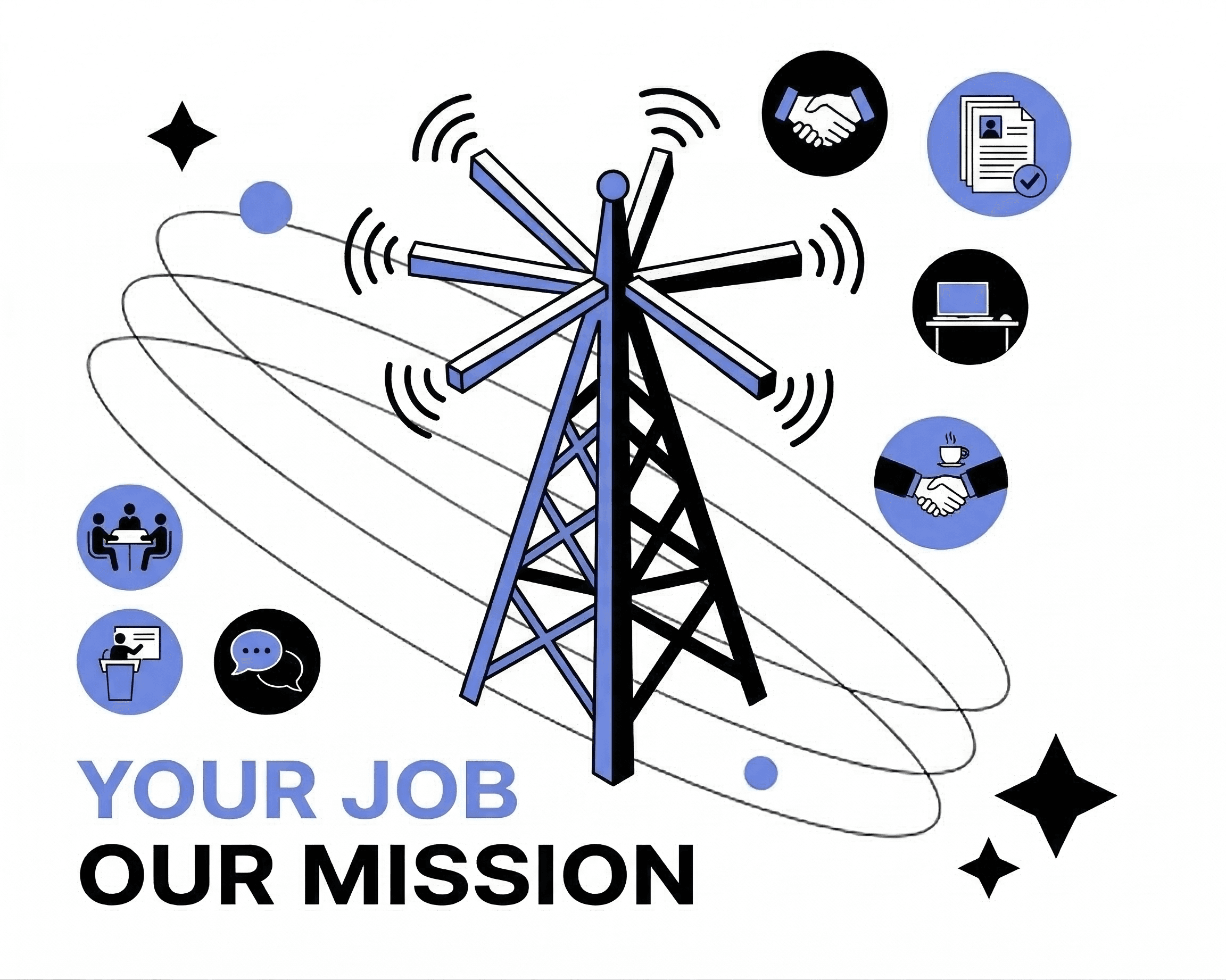 VieCareer network tower — Your Job, Our Mission